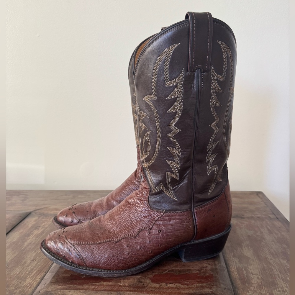 Tony Lama brown leather round toe western cowboy boots men’s‎ size 10
